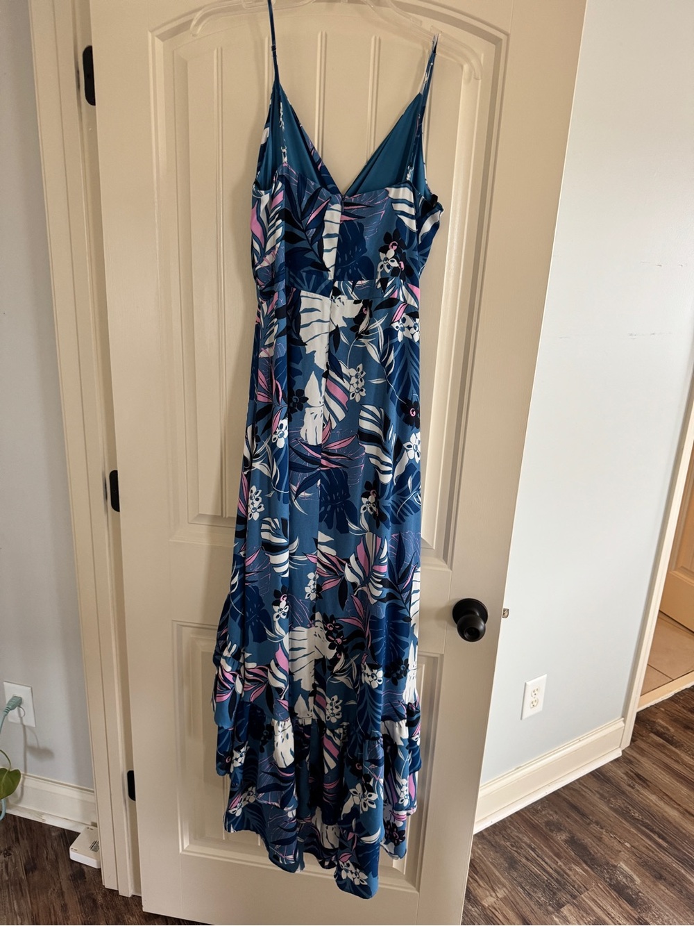 Blue Floral V-Neck Maxi Dress